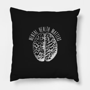 Mental health matters, white human brain Pillow