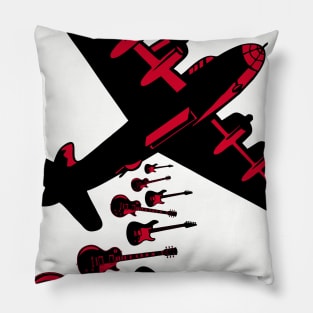 Guitar Bomber Dropping Rock Bombs Pillow