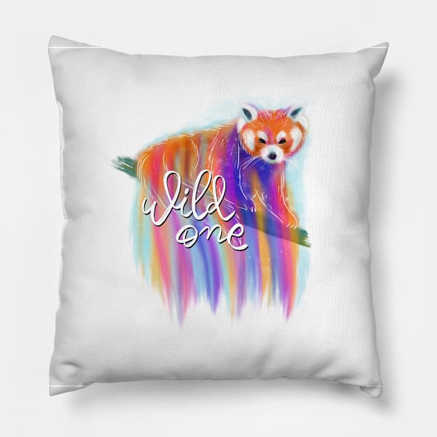 Red panda print Pillow by DanielK