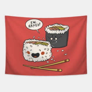 Funny Cute Sushi Cartoon // Kawaii Sushi Illustration Tapestry