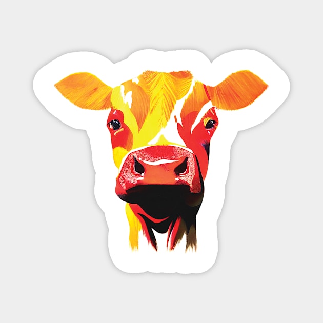 Colourful Cow on white Magnet by Geminiartstudio