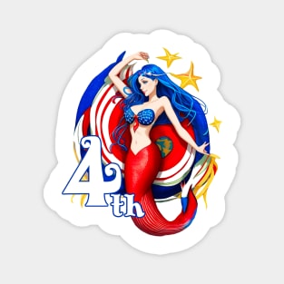 Independence day 4th july mermaid Magnet