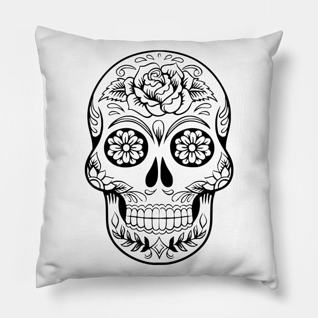 Halloween - Dia De Los Muertos - Day of the Dead Mexican Sugar Skull Pillow by Elsie Bee Designs