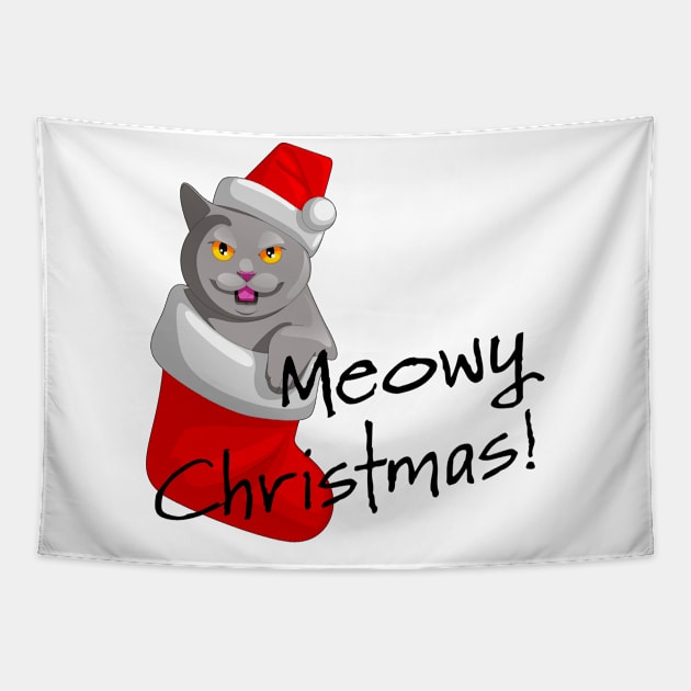 Meowy Christmas Tapestry by ZodiaCult