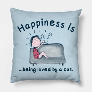 Happiness is being loved by a cat | Cat lover gift Pillow