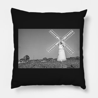 Traditional windmill on the riverbank in rural England Pillow