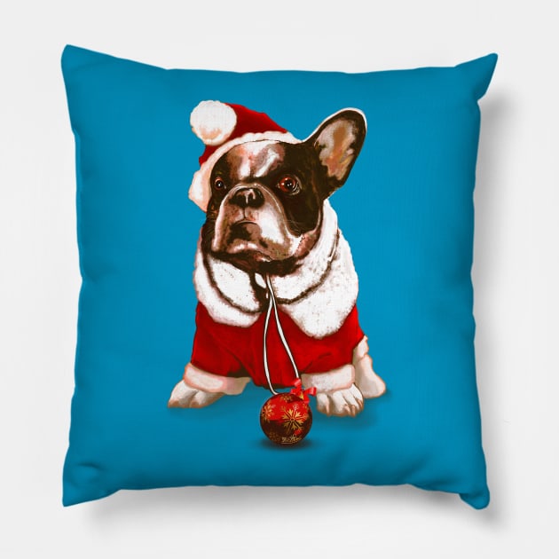 CHRISTMAS FRENCH BULLDOG Pillow by miskel