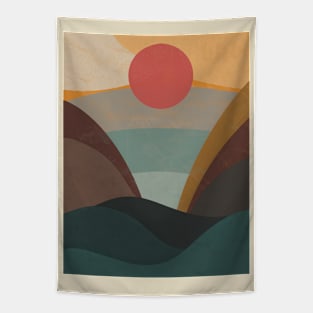 Journey Vintage red sun print for shirts or wall art Tapestry