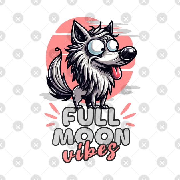 Crazy Wolf Funny Full Moon Vibes by alcoshirts