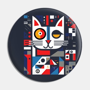 A Geometric Cat Design Pin