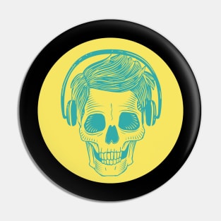 Skull with headphones Pin