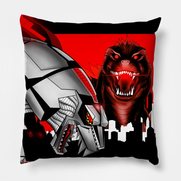 titans in the kaiju fight Pillow by jorge_lebeau