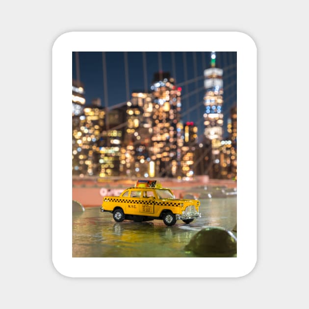 New York Yellow Taxi Night Magnet by igjustin