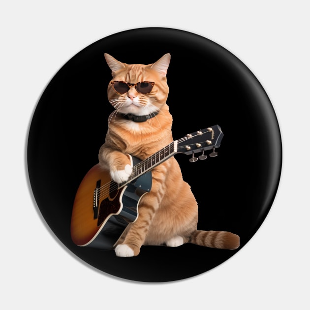 CAT playing Guitar Pin by EVCO Smo