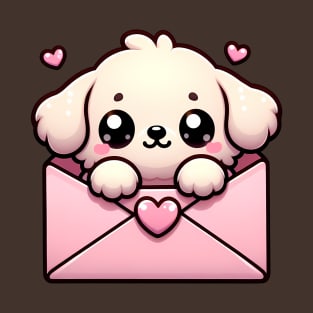 Puppy Love Letter - Kawaii Dog in Envelope T-Shirt