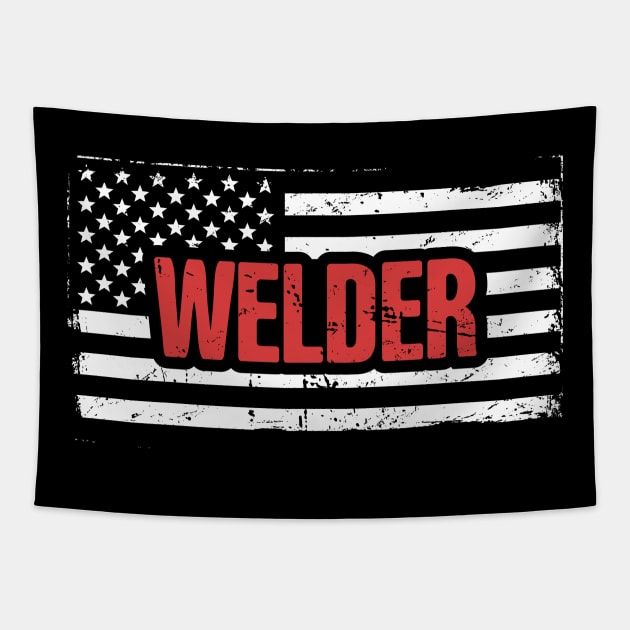 Welder American Flag | Welding Gift Tapestry by MeatMan