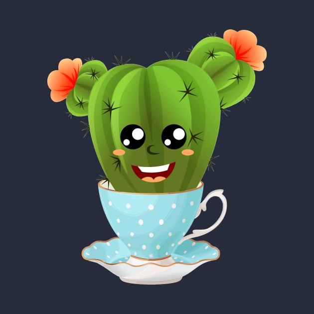Happy cactus in a pretty tea cup by pickledpossums