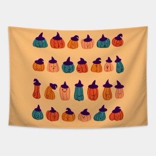 Spooky cute witch pumpkins Tapestry