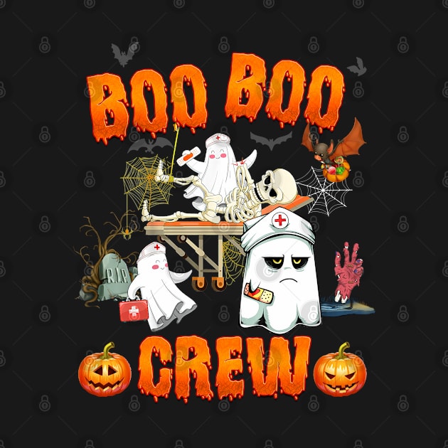 Boo Boo Crew Ghost Nurse Retro Halloween 2021 Nursing RN by ruffianlouse