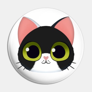 Cute Black and White Kitten Pin