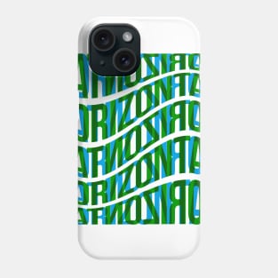 Horizontal Waves Typography (Blue Green) Phone Case