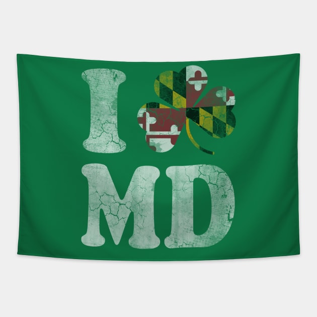 Maryland Shamrock Flag MD Irish St Patricks Day Tapestry by E