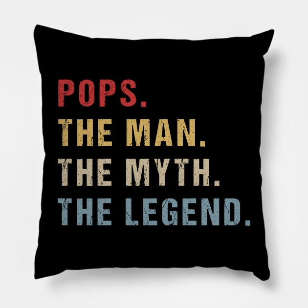 Vintage Father's Day Pops The Man The Myth The Legend Pillow by drag is art