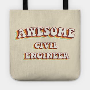 Awesome Civil Engineer - Groovy Retro 70s Style Tote