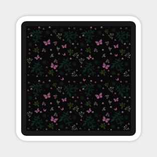 Seamless pattern w. butterflies and flowers Magnet