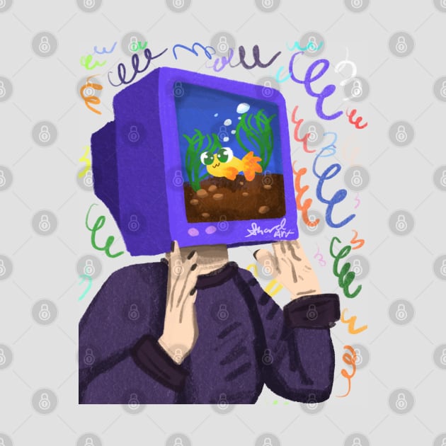 fish tank tv head by Shard Art