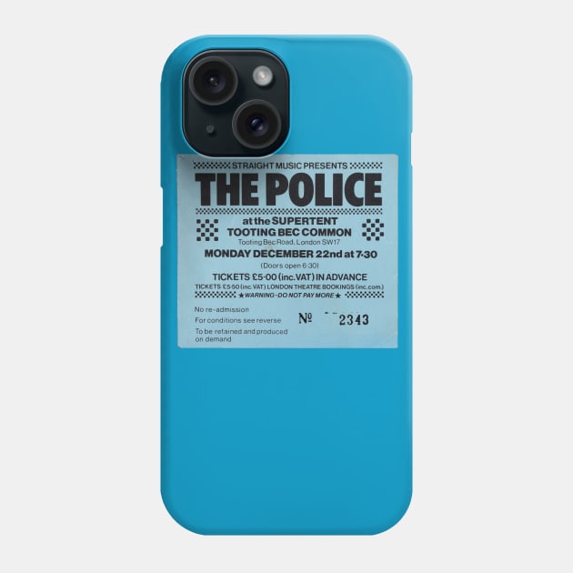 Concert ticket stub for The Police 1980 Phone Case by Retrofloto