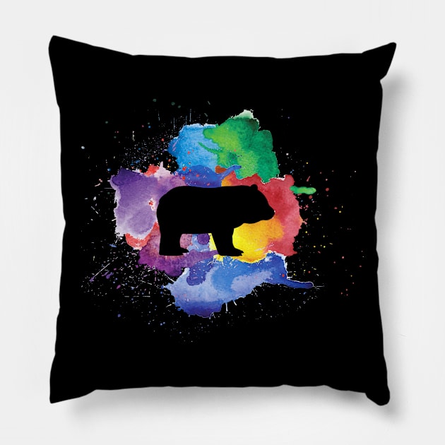 Watercolor Colorful Panda Pillow by LemoBoy