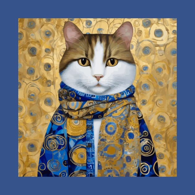 Klimt Tabby Cat with Warm Scarf by bragova