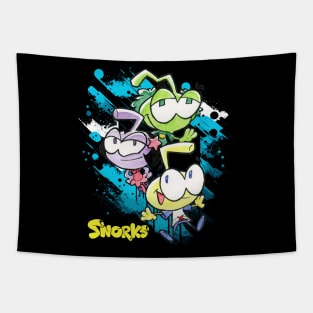 Bubble Trouble Adventures Celebrate the Whimsical Escapades and Underwater Exploration of Snorks on a Tee Tapestry