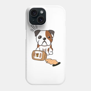 Cute BullDog spilled a jar of peanut butter Phone Case