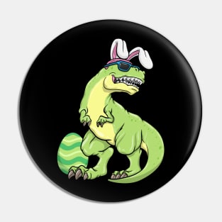 Dinosaur as Easter bunny with Sunglasses and Egg Pin