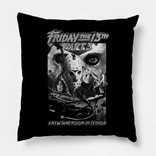 Friday The 13th, Part 3. (Black and White). Pillow