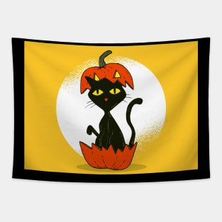 funny cat in the Pumkin Halloweentee Gift for Girls retro Tapestry