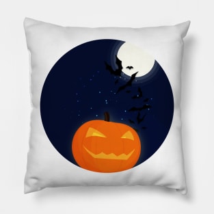 Halloween Pumpkin & Bats Pillow