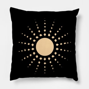 bohemian astrological design with sun, stars and sunburst. Boho linear icons or symbols in trendy minimalist style. Modern art Pillow