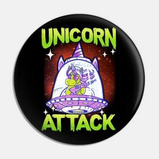 Alien Unicorn Attack Pin