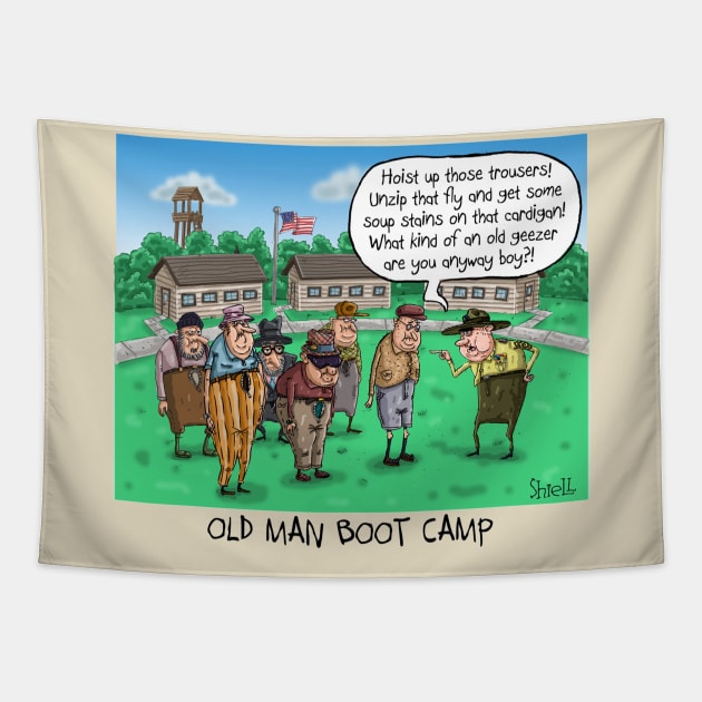 Old Man Boot Camp Tapestry by macccc8