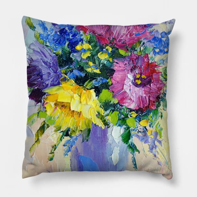 A bouquet of flowers in a vase Pillow by OLHADARCHUKART