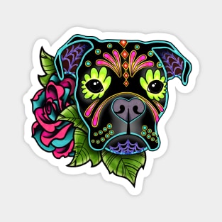 Boxer in Black - Day of the Dead Sugar Skull Dog Magnet