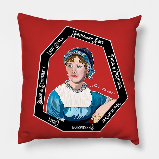 Jane Austen Novels and Signature Pillow by EmmaFifield