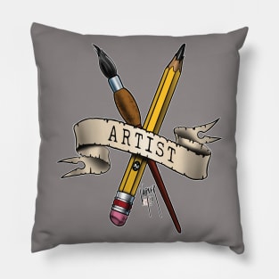 Paint Brush & Pencil, Artist Pillow