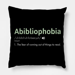 Abibliophobia For Book Lovers And Bookworms Pillow