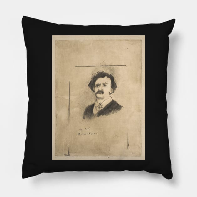 Portrait of Virginie Cardinal's Favorite, the Actor Crochard (illustration for La Famille Cardinal by Ludovic Halévy) Pillow by EdgarDegas