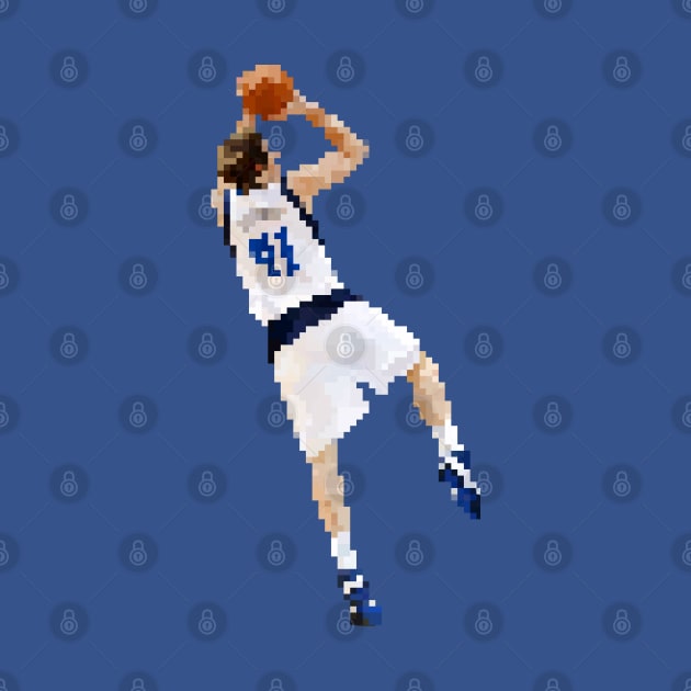 Dirk Nowitzki Fadeaway (Pixel Art) by rattraptees