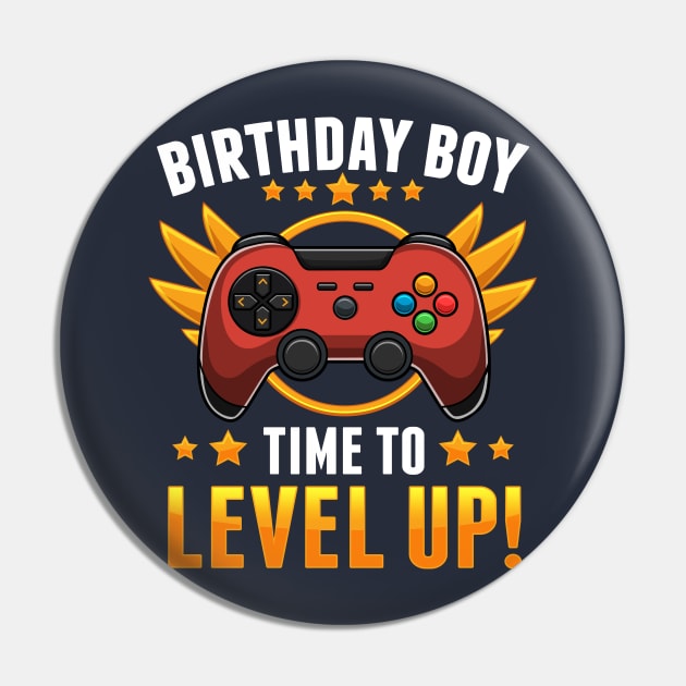 Birthday Boy Time To Level Up Funny Gamer Gift Pin by HCMGift